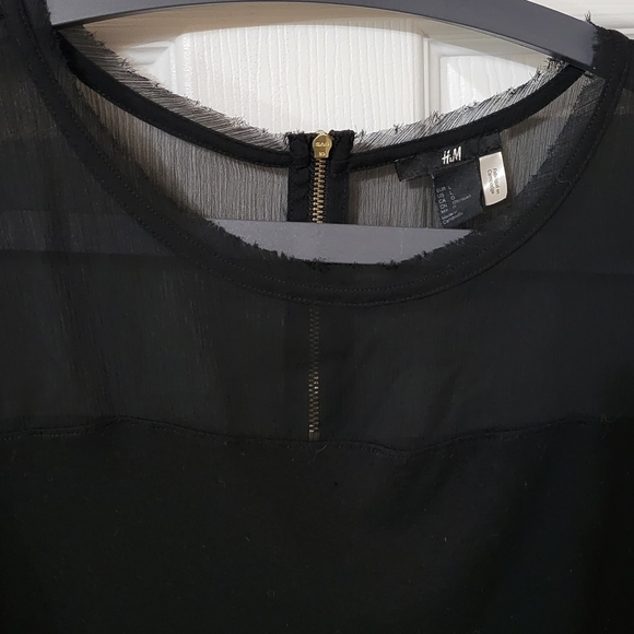 Black shirt with chiffon panel across top and arms - Picture 3 of 9